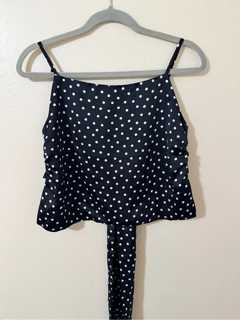 House of Harlow 1960 Black and White Polka Dot Spaghetti Strap Camisole - Picture 2 of 5